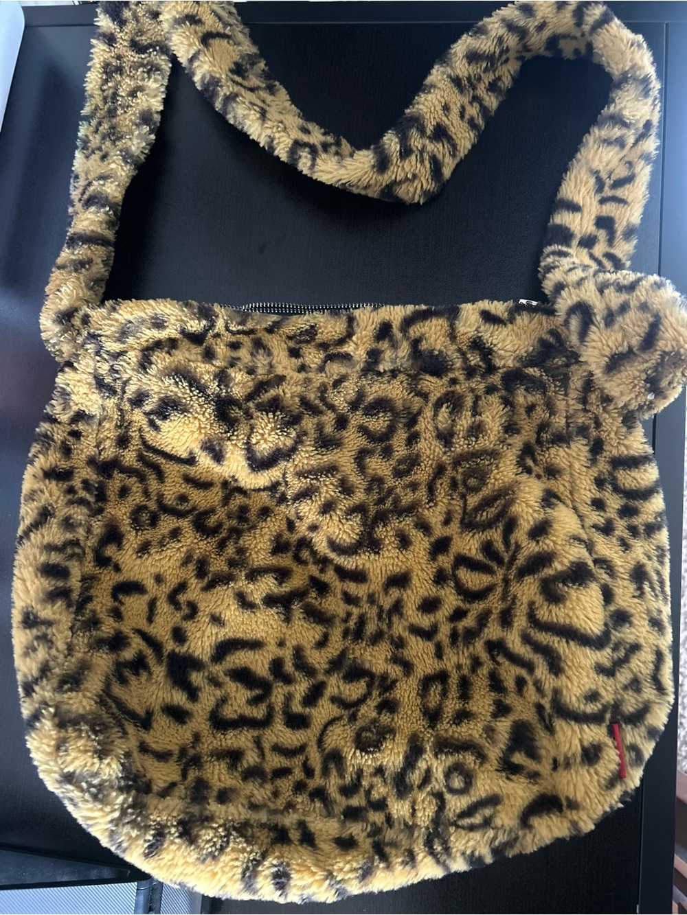 UNIF Faux Fur Leopard Print Shoulder Bag in Golden Yellow
